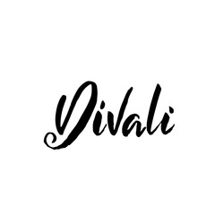 Diwali. Hand drawn dry brush lettering. Vector illustration.