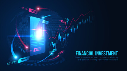 Stock market or forex online trading graph on smartphone concept. Vector illustration