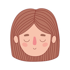 Head woman cartoon with brown hair vector design