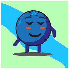Cute blueberry fruit cartoon face mascot character with hand and leg vector design