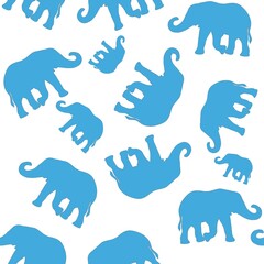 Seamless pattern white elephant on white background hand drawn illustration for your design.