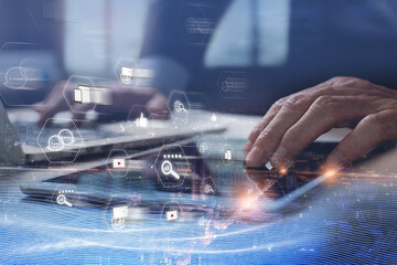 Digital marketing social media business advertising plan for E commerce concept