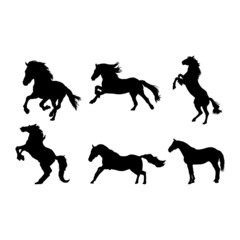 Set of Simple Vector Design of a Horse in Black