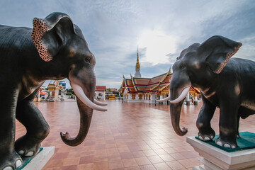 elephant status in temple thailand.