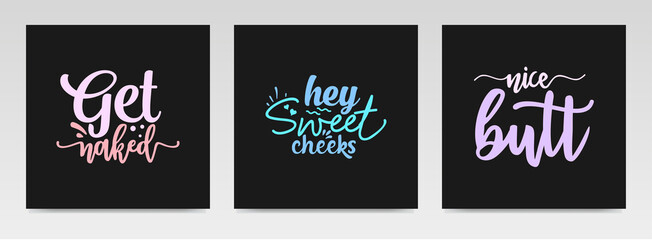 Bathroom quotes letter typography set illustration.