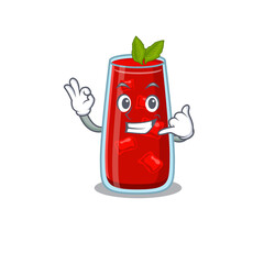 Obraz premium Caricature design of bloody mary cocktail showing call me funny gesture