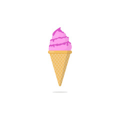 vector design of strawberry ice cream in a cone