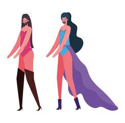 Obraz na płótnie Canvas Transvestite men cartoons with costumes vector design