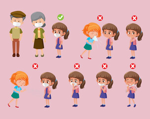 Set of right and wrong ways to protect oneself from virus