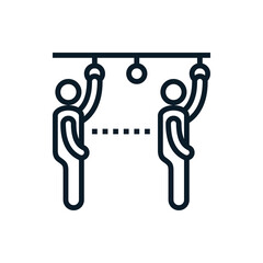 Social distancing, physical distancing outline icon. Editable stroke. Keep distance in public society people to protect from coronavirus, covid-19 spreading concept.