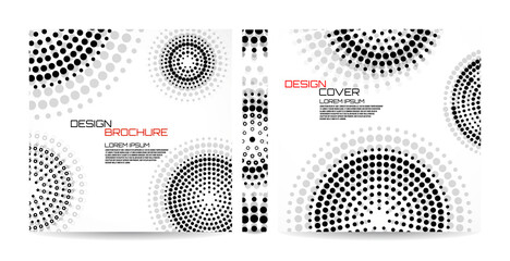 Brochure template with dotted circles. Dots in circular form. Magazine, poster, book, presentation, advertising. Abstract vector background. Cover design your text