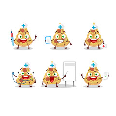 Doctor profession emoticon with slice of pizza cartoon character