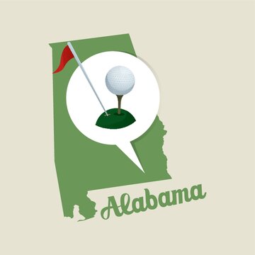 Alabama map with golf icon