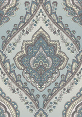 Hand-drawn Seamless Pattern Design, Paisley Style