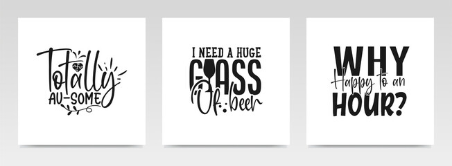Fototapeta premium Big happy hour quotes letter typography set illustration.