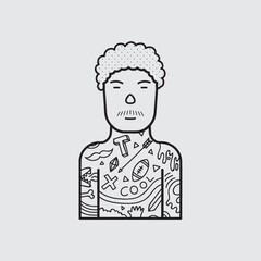 Hipster character with tattoo