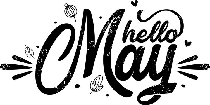 Hand drawn  calligraphy and text Hello May