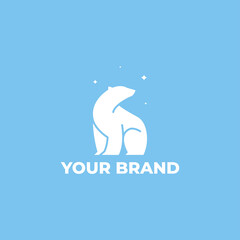 Polar bear star logo design template