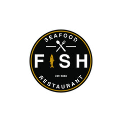 fish emblem seafood restaurant vector logo