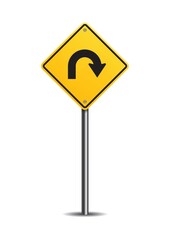Right hairpin curve sign