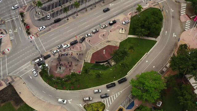 Aerial drone video Downtown Miami FL Riots news coverage