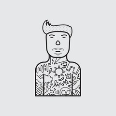 Hipster character with tattoo