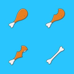 Delicious Fried Chicken Leg Vector Icon Illustration. Chicken Thighs Icon. Fast Food Fried Drumpstick