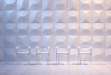 white chair on white geometry background