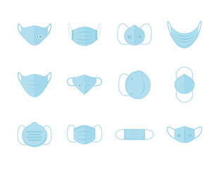 Medical blue masks set vector design