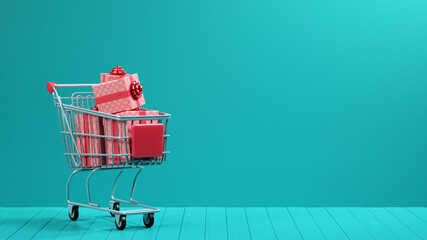 shopping cart full of gifts