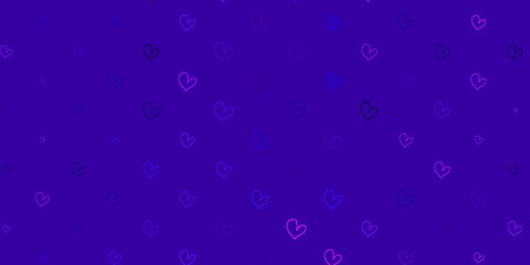 Light Purple, Pink vector background with hearts.