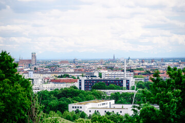 Fototapeta na wymiar Munich, Germany, May 26th 2019. Panoramic view of the city.