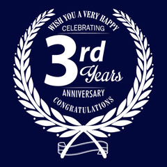 Luxury 3rd anniversary Logo illustration vector white colour