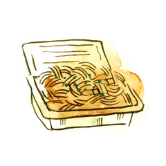 夏のイラスト：焼きそば