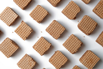 Chocolate Waffle isolated on white background.