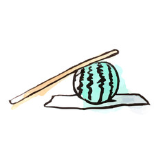 夏のイラスト：スイカ割り