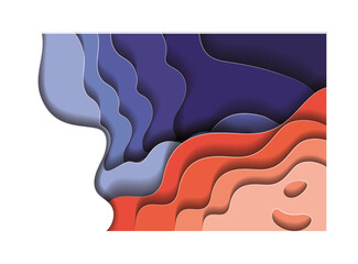 Purple and orange waves background inside frame vector design