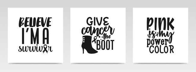 Cancer quotes letter typography set illustration.