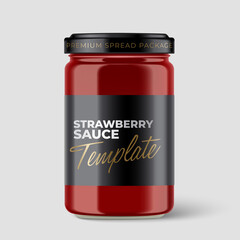 Jam Jar Collection : Premium glass container with label template isolated on light grey background : Vector Illustration