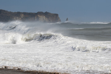Large Waves from Typhoon, Hurricane, breaking, climate & ocean temperatures are rising, Surfing In Japan, Near Shidashita, Olympic Venue for surf.