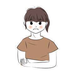 女性　困り顔　イラスト