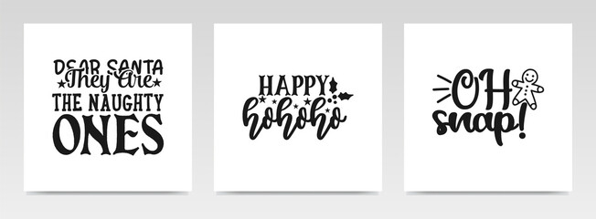 Christmas quotes letter typography set illustration.