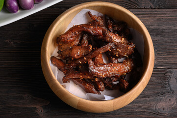 Thai Deep Fried dried pork, Thai street food