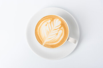 Coffee latte on white background.
