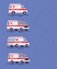 Ambulances paramedic cars side view vector design