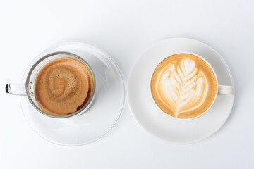 Coffee latte on white background.
