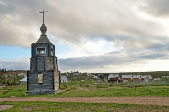 The old wooden chapel at the assumption village Varzuga complex, Kola Peninsula