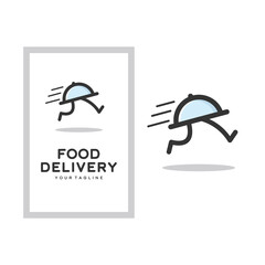 Fast delivery logo template design with a running mail. Vector illustration.