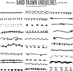 Obraz premium Set of Underline Strokes in Doodle Style Various Shapes