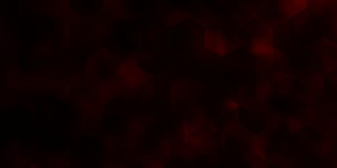 Dark Red vector background with set of hexagons.